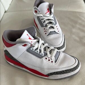 Nike Air Jordan 3 Retro White/Red/Grey Men’s Sneakers Fire red